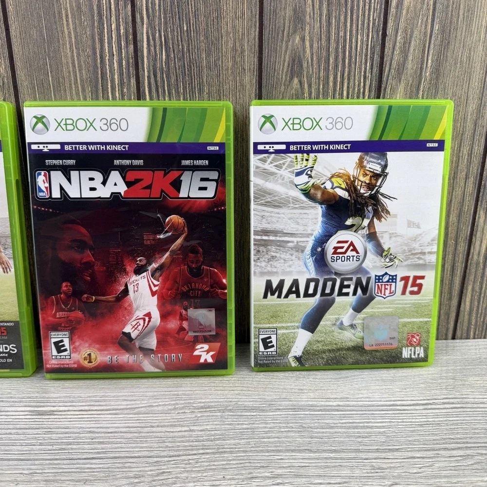 Xbox 360 Sports Game Bundle FIFA 15, NBA 2K16, Madden NFL 15 Tested Working